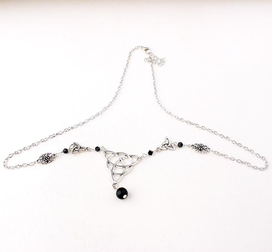 Gothic Knot Head Chain with Colourful Beads Hair Jewellery Accessory