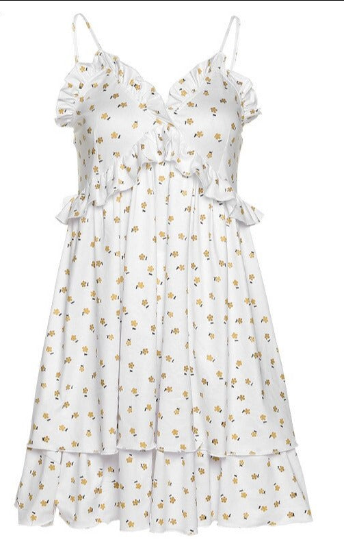 Gypsy/ Boho Floral Printed Mini Dress. Backless. Tiered Ruffles