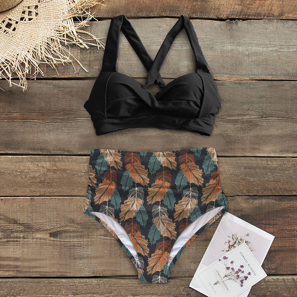Vintage Style Two Piece High Waist Bikini Sets