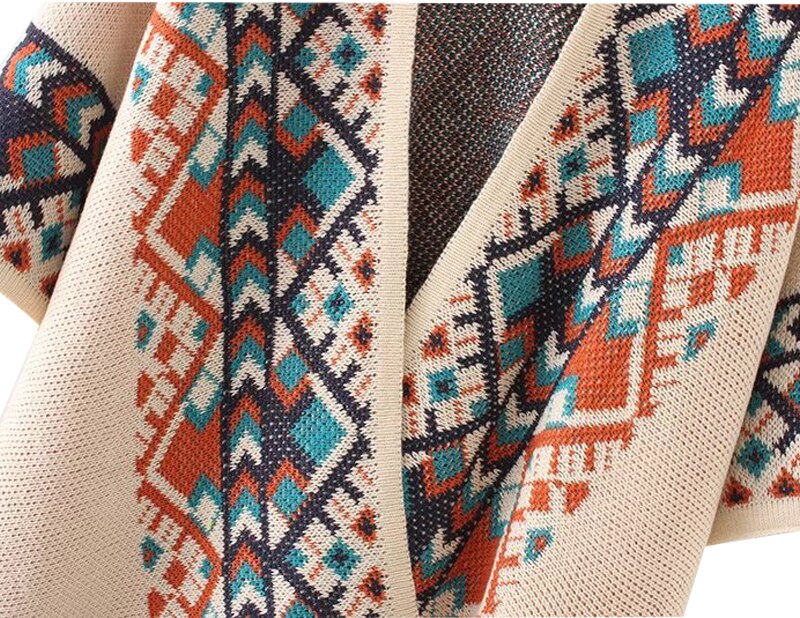Winter Tribal Knitted Poncho Cape