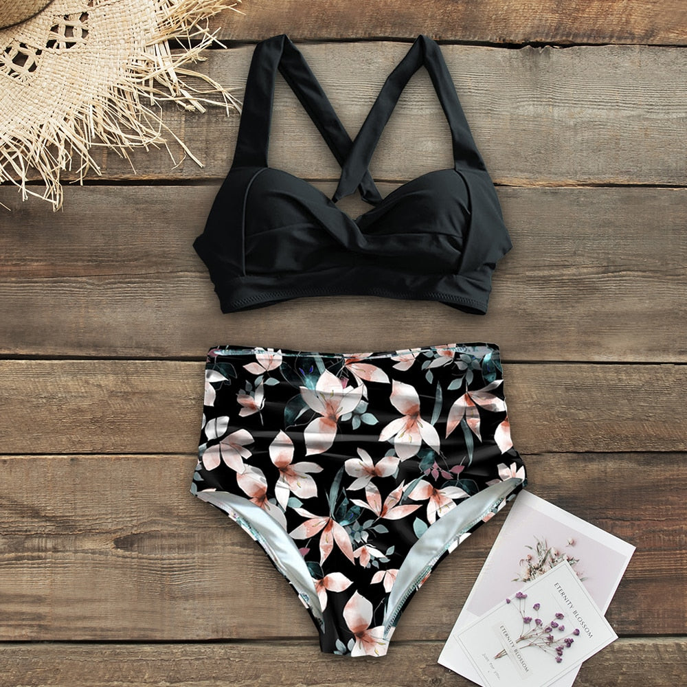 Vintage Style Two Piece High Waist Bikini Sets