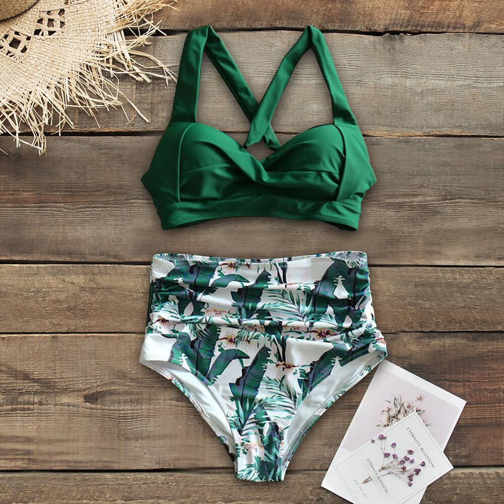 Vintage Style Two Piece High Waist Bikini Sets