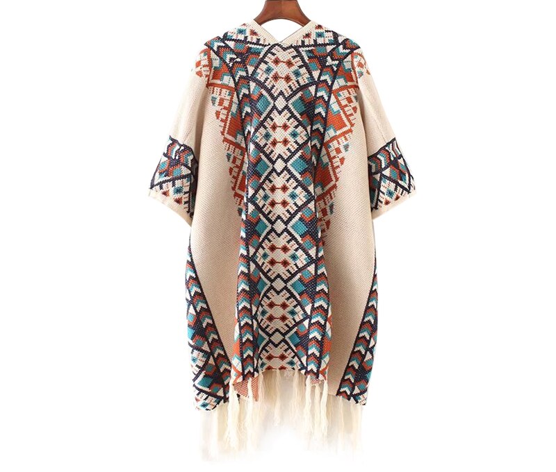 Winter Tribal Knitted Poncho Cape
