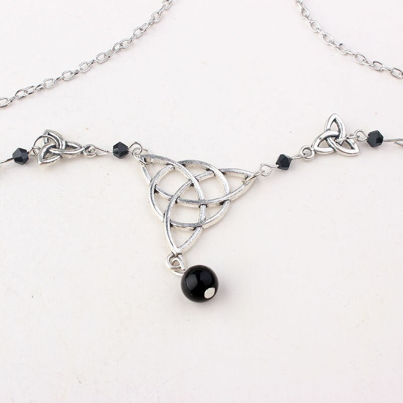 Gothic Knot Head Chain with Colourful Beads Hair Jewellery Accessory