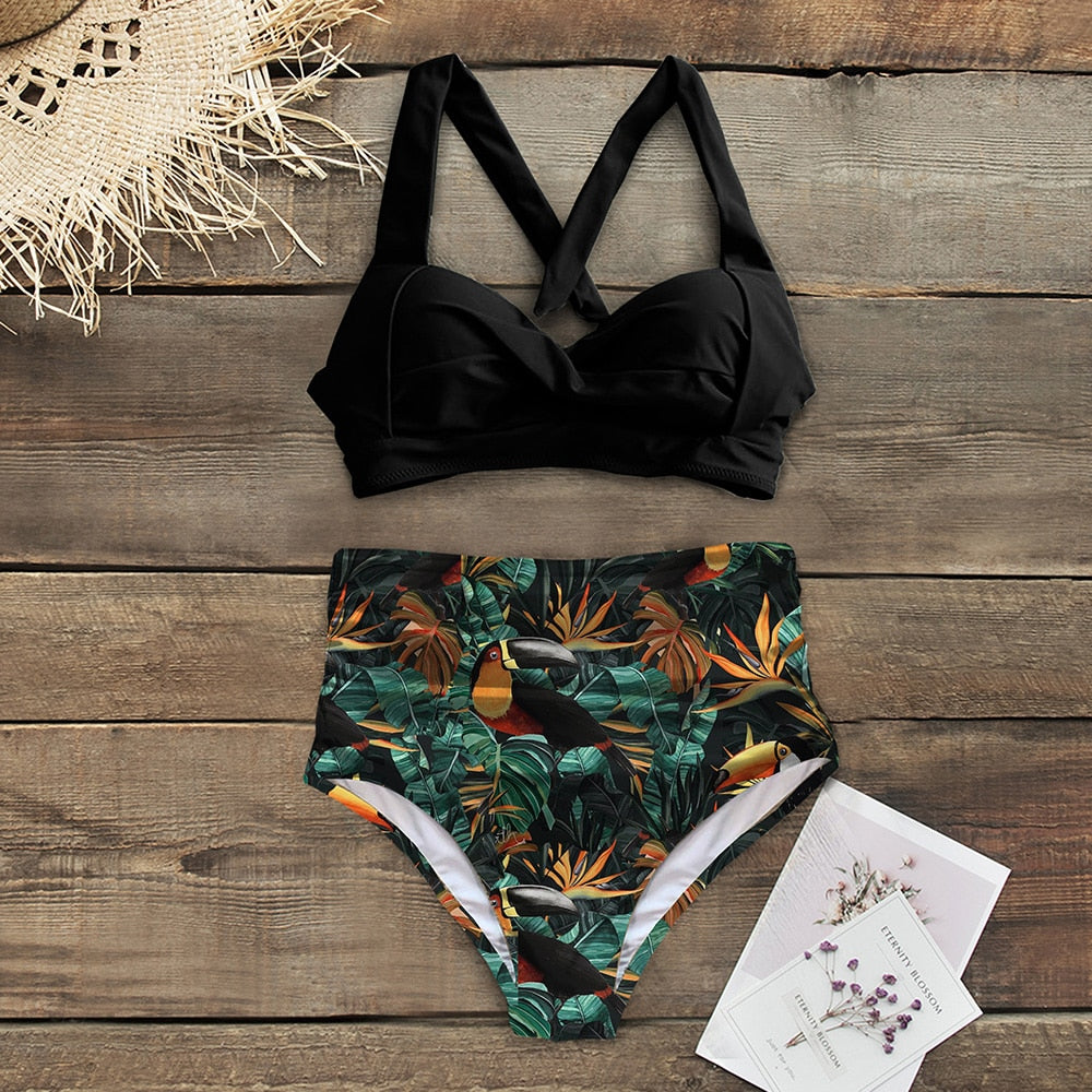 Vintage Style Two Piece High Waist Bikini Sets