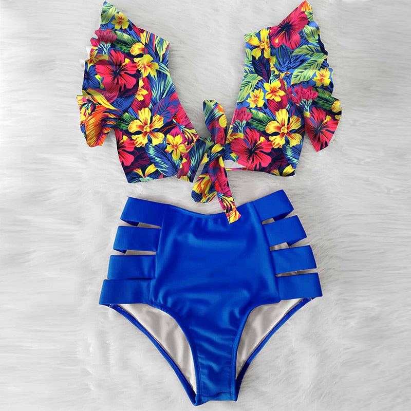 High Waist Ruffled Two-Piece Bikini Set