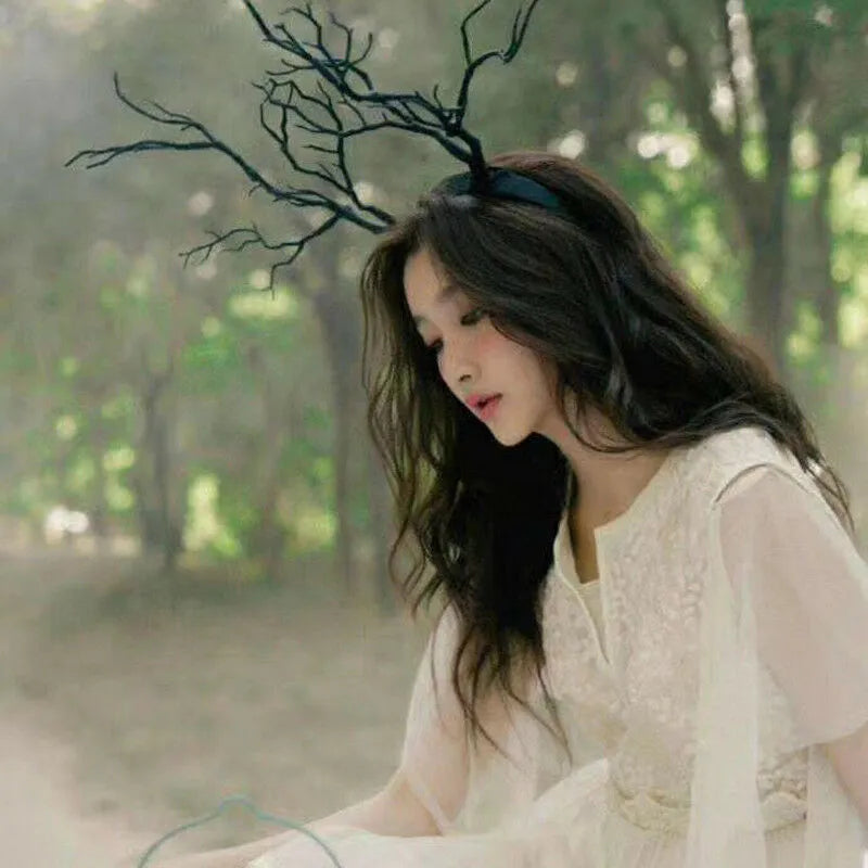 Party Reindeer Antlers Headband Cosplay Deer Horn and Tree Branch