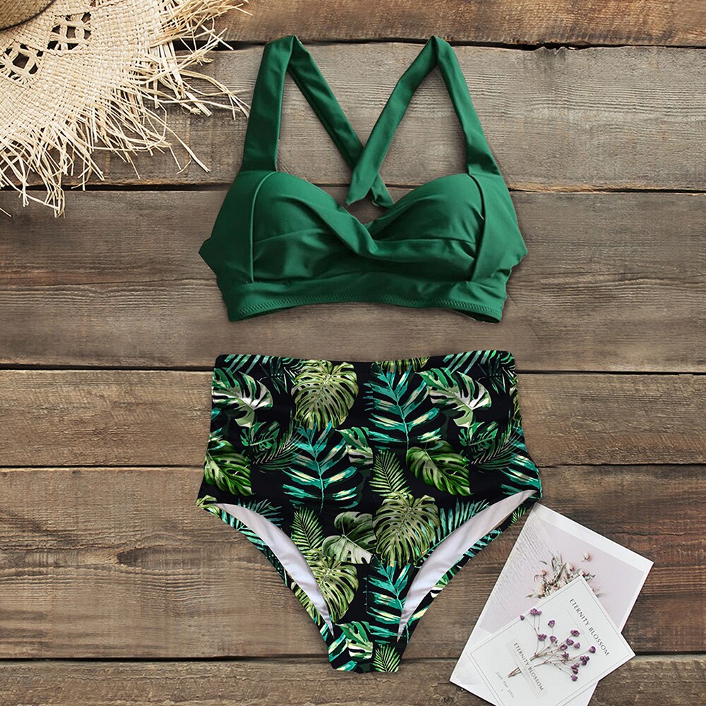 Vintage Style Two Piece High Waist Bikini Sets