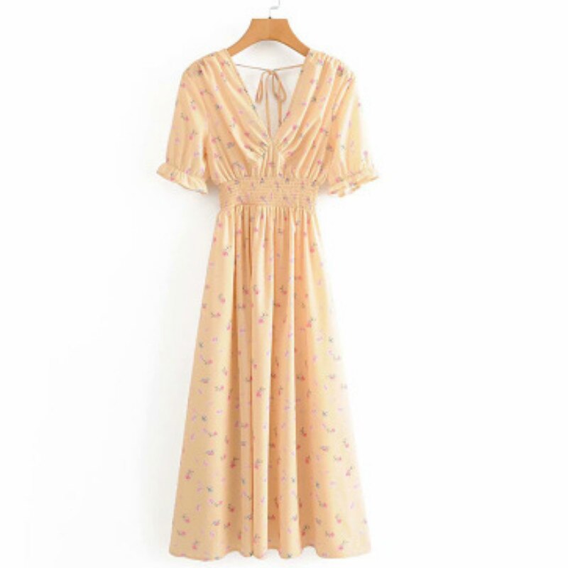 Gypsy/ Boho Yellow Floral Print Maxi Dress. Backless