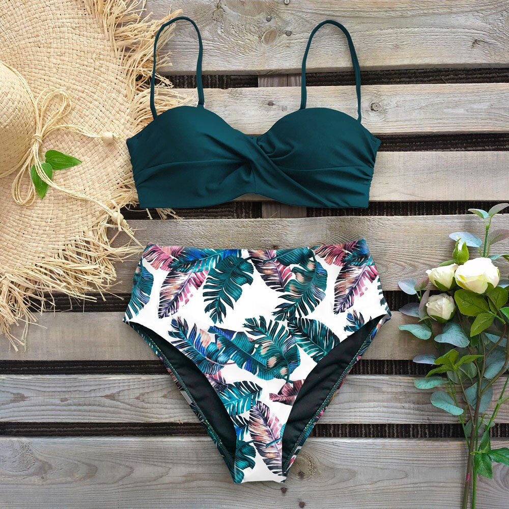 Vintage Style High Waist Printed Bikini Sets
