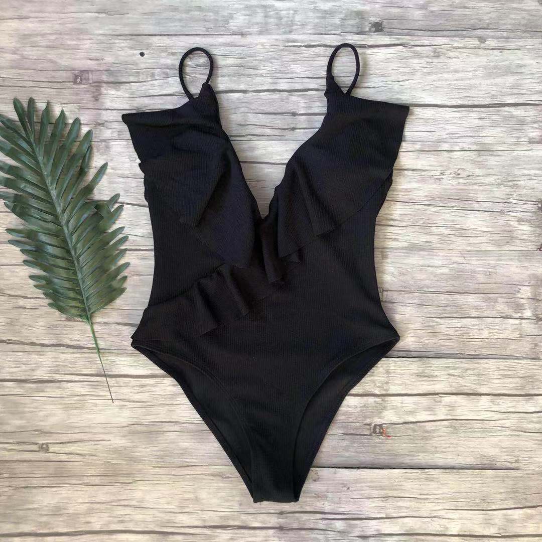 Vintage Style One-Piece Monokini Ruffle Swimsuit