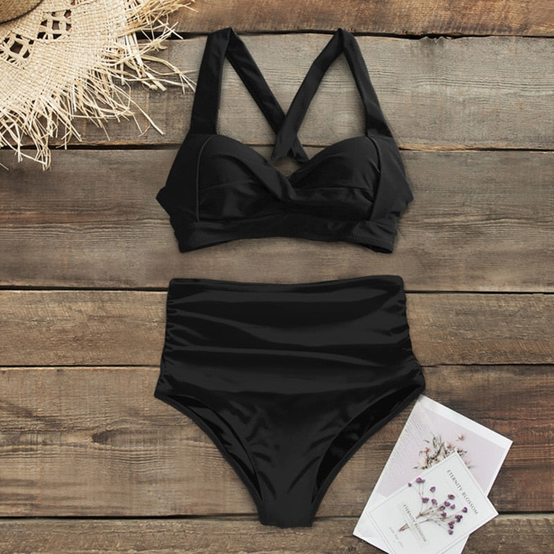 Vintage Style Two Piece High Waist Bikini Sets