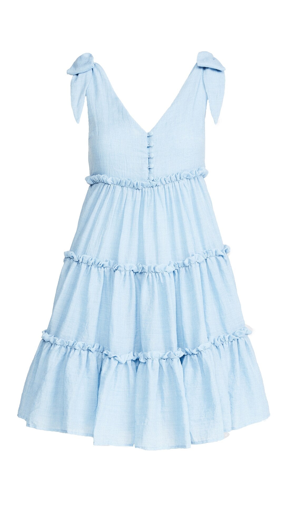Bohemian Button Up Cotton Dress. Pleated, Ruffles and V-Neck