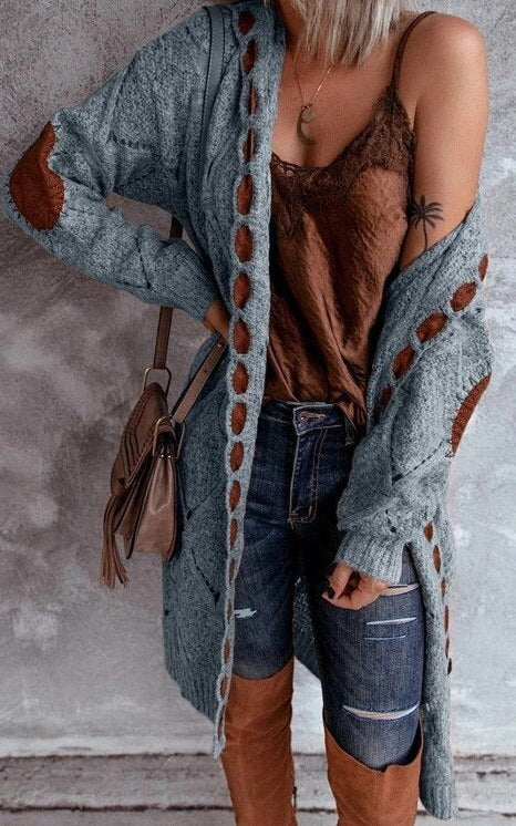 Winter Knitted Vintage Long Sleeve Hooded Cardigan