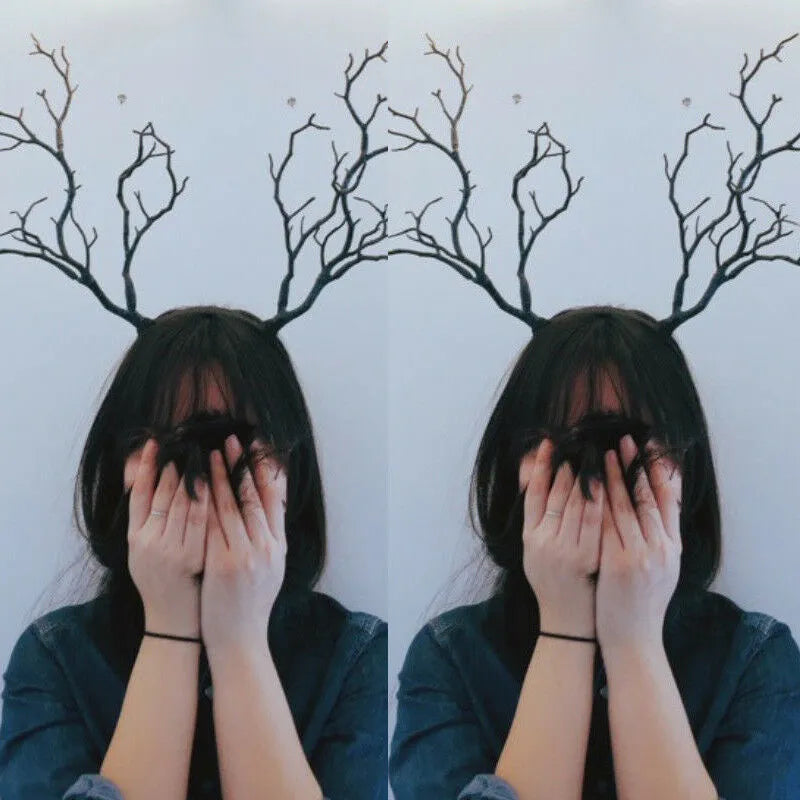 Party Reindeer Antlers Headband Cosplay Deer Horn and Tree Branch