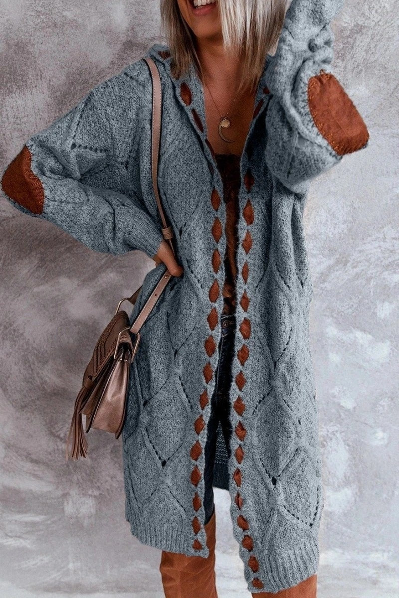 Winter Knitted Vintage Long Sleeve Hooded Cardigan
