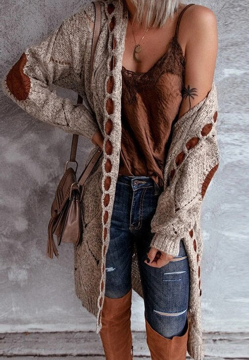 Winter Knitted Vintage Long Sleeve Hooded Cardigan