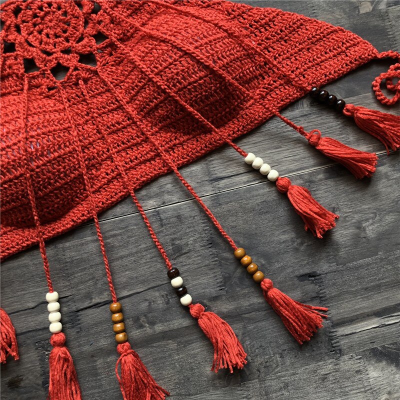Knitted/ Crocheted Boho Style Halter Bikini Tops with Tassels