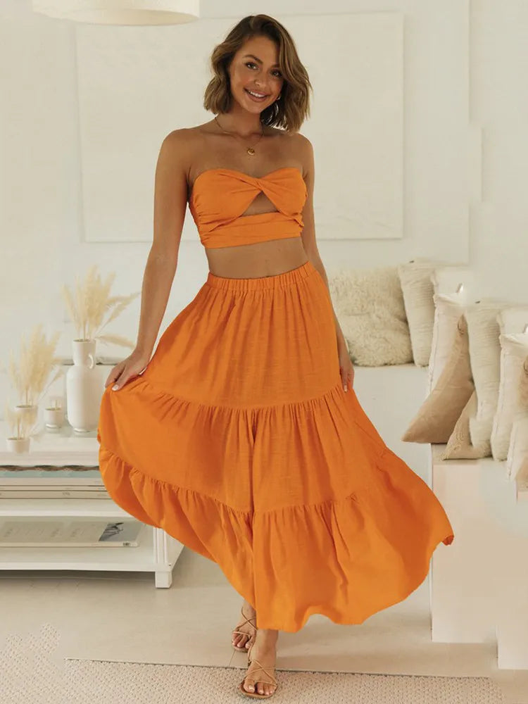 Boho/ Vintage Two-Piece Long Sundress