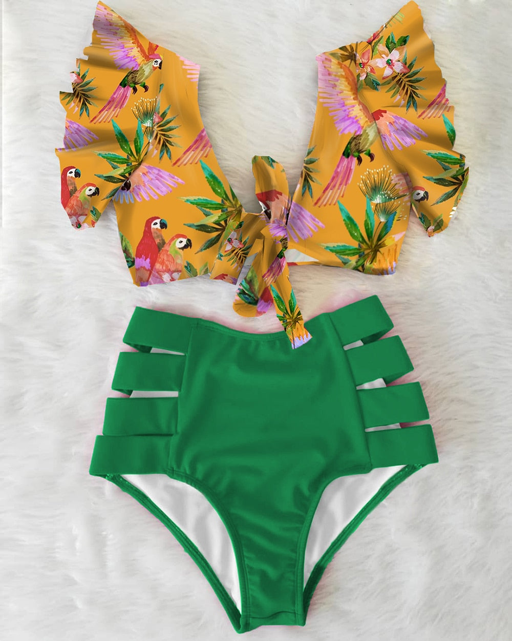 High Waist Ruffled Two-Piece Bikini Set