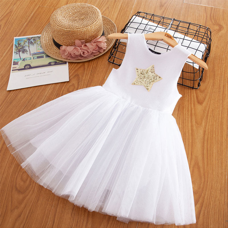 Vintage Style  Princess Dress for Girls with Flower Lace and Bow Decoration (3-8 Yrs Children)