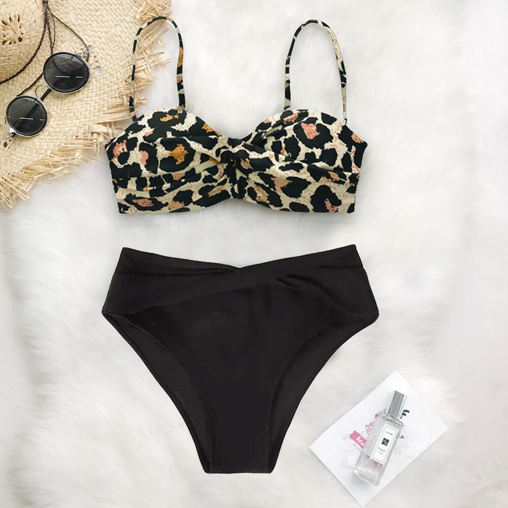 Vintage Style High Waist Printed Bikini Sets