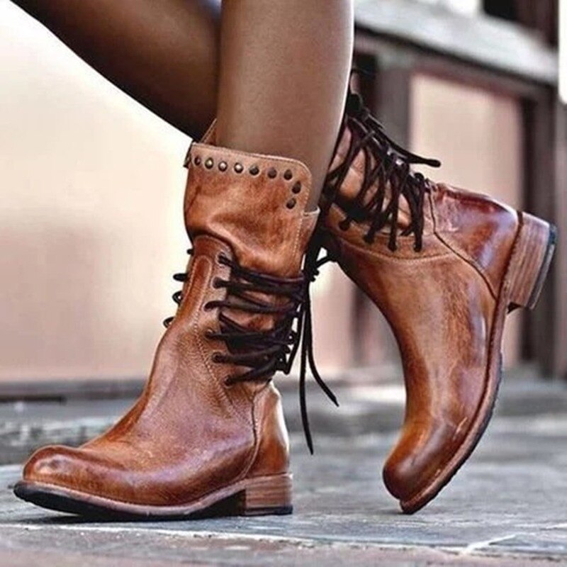 Boots Relaxed Punk Style with Cross Straps