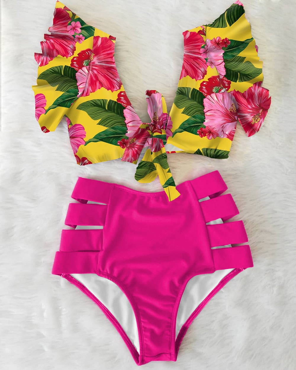 High Waist Ruffled Two-Piece Bikini Set
