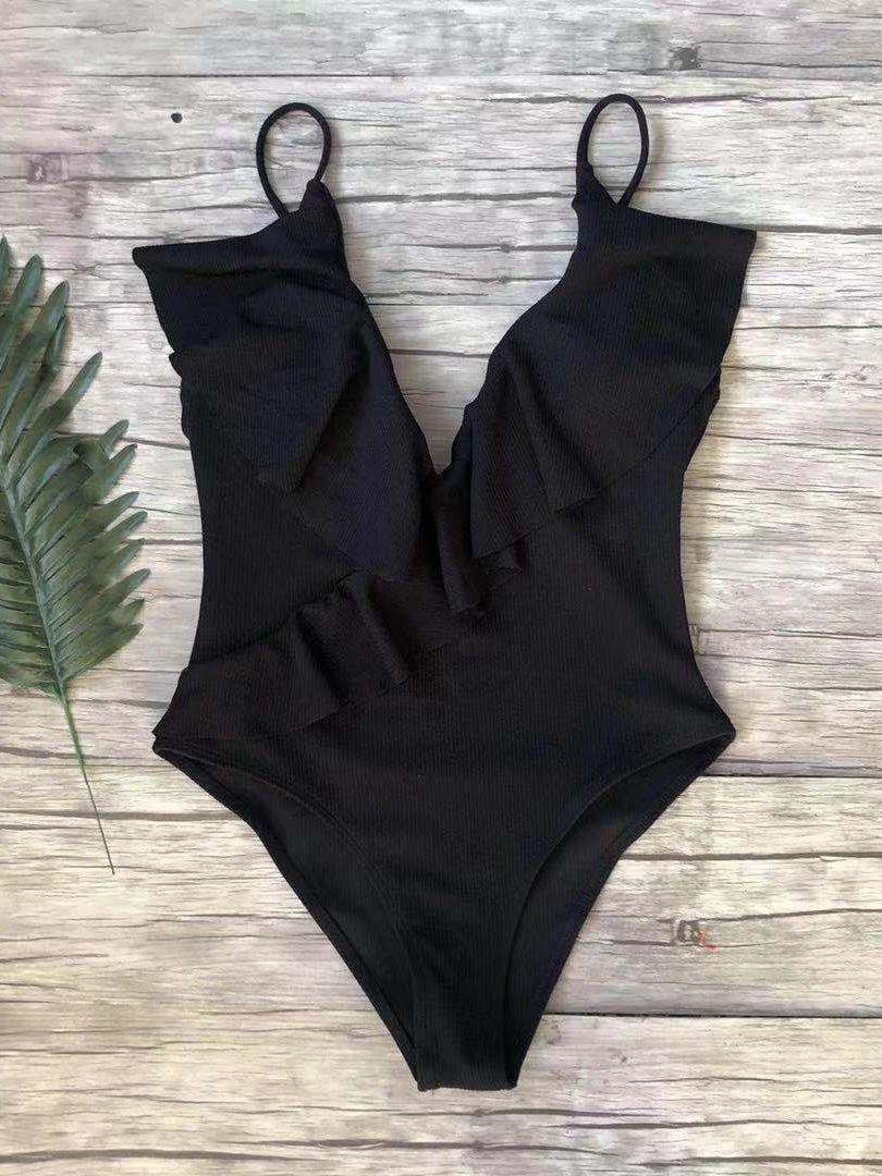 Vintage Style One-Piece Monokini Ruffle Swimsuit