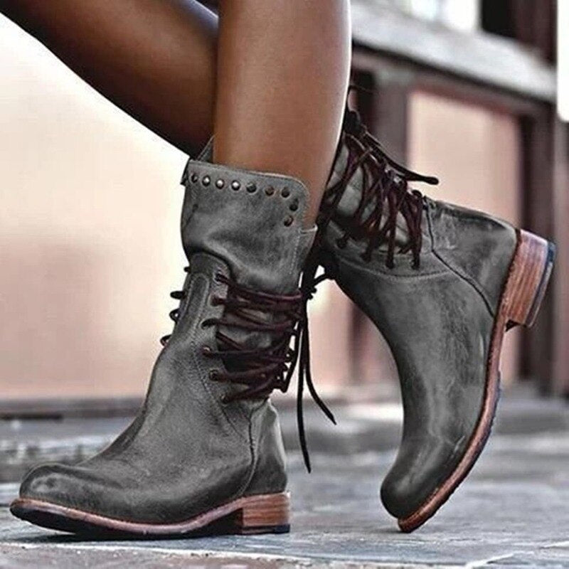 Boots Relaxed Punk Style with Cross Straps