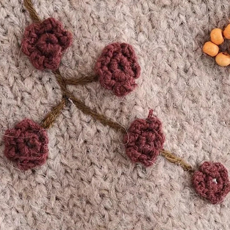 Winter Vintage/ Gypsy Knitted Pullover Sweater with Autumn Coloured Beading