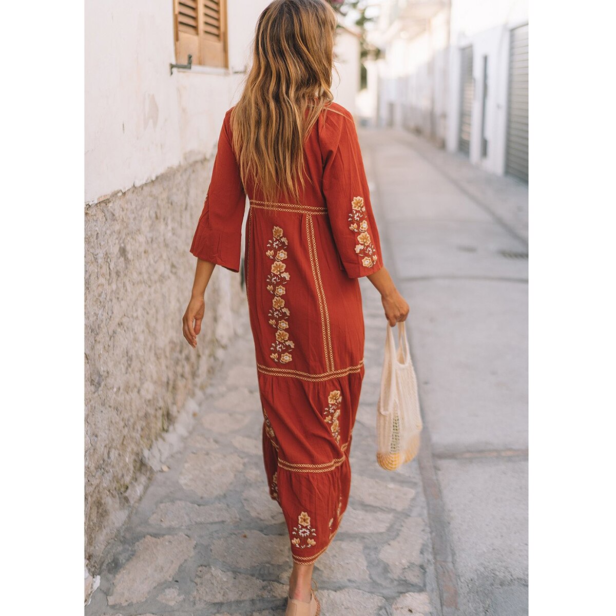 B. Boho Summer Dress with Retro Embroidery