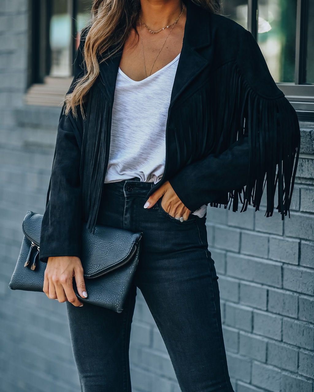 Women's 90s Vintage Streetwear Y2k Fringed Hem and Tassel Long Sleeve Fashion Motor Biker Style Jacket in Suede Leather
