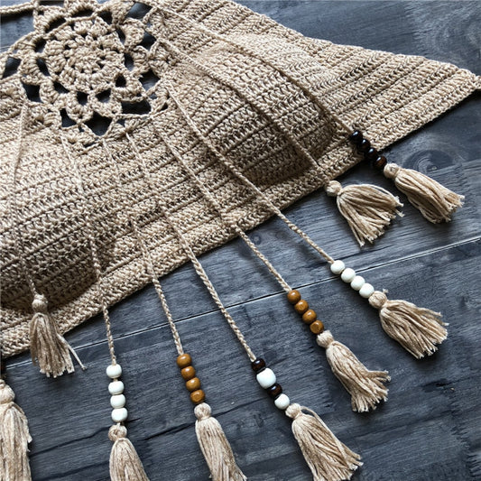 Knitted/ Crocheted Boho Style Halter Bikini Tops with Tassels