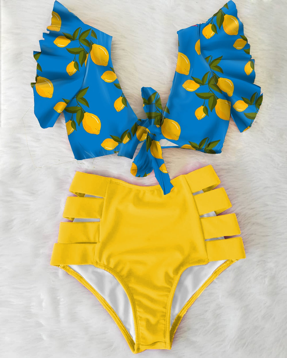 High Waist Ruffled Two-Piece Bikini Set