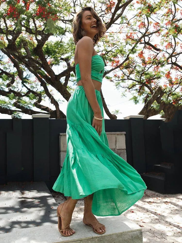 Boho/ Vintage Two-Piece Long Sundress