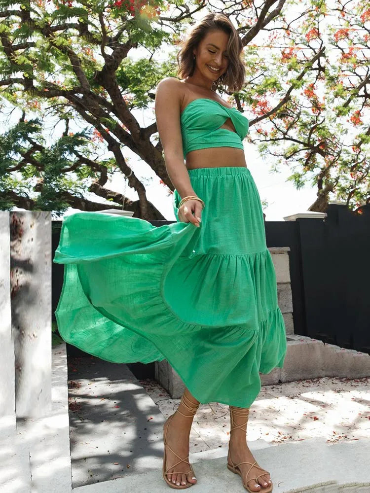 Boho/ Vintage Two-Piece Long Sundress