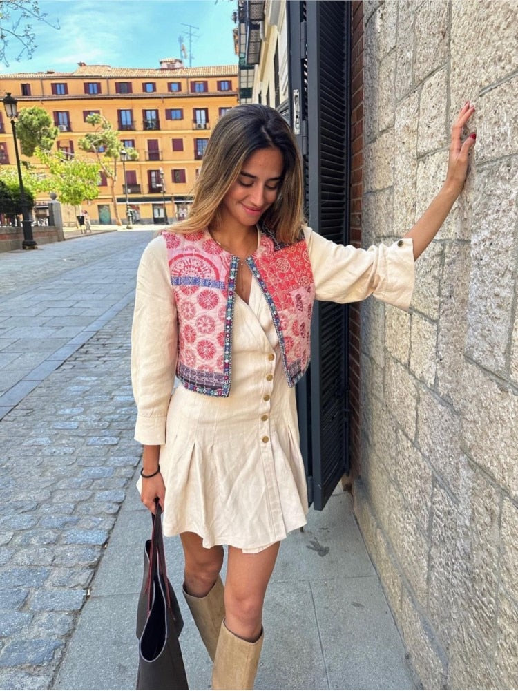 E. Vintage/ Boho Embroidered Vest