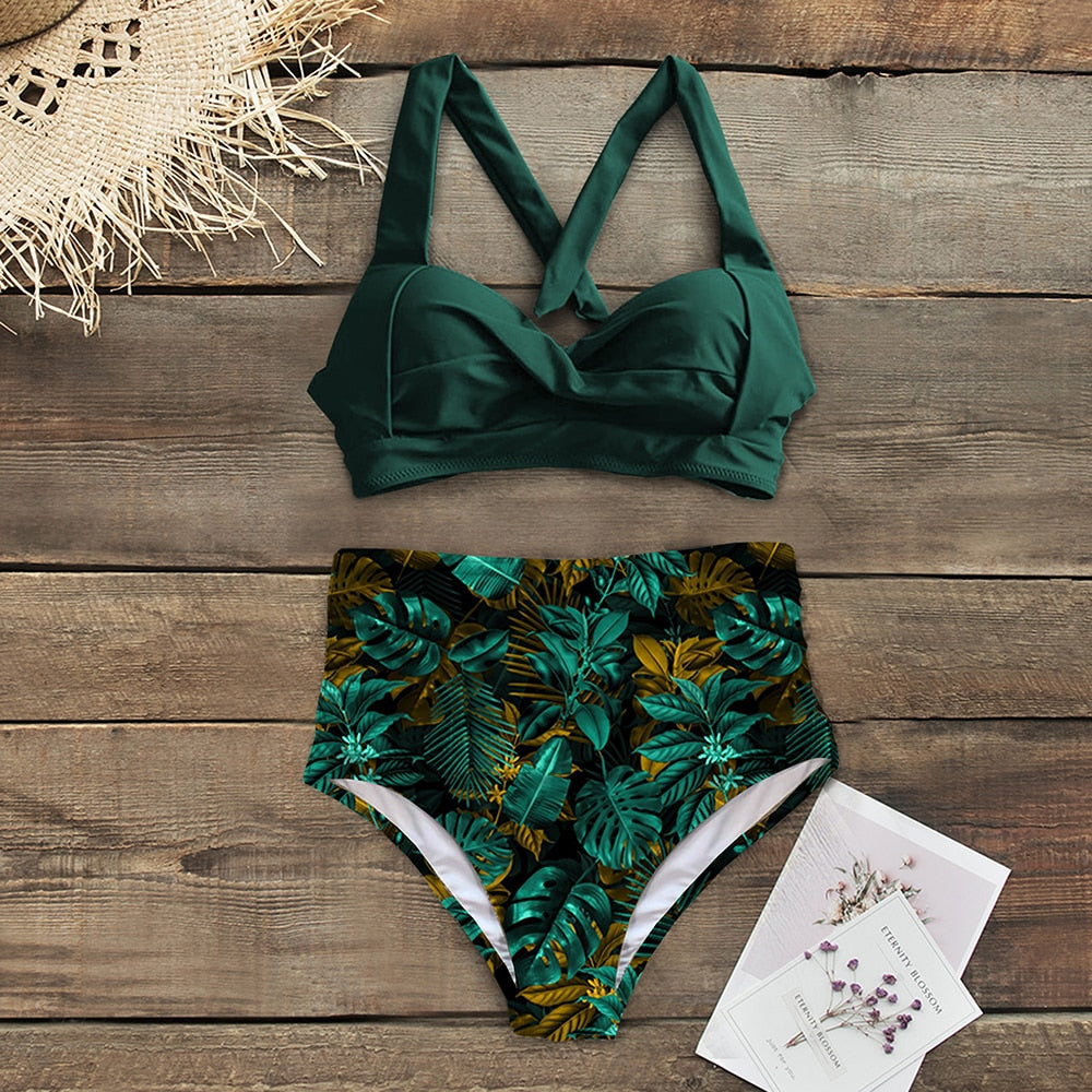 Vintage Style Two Piece High Waist Bikini Sets