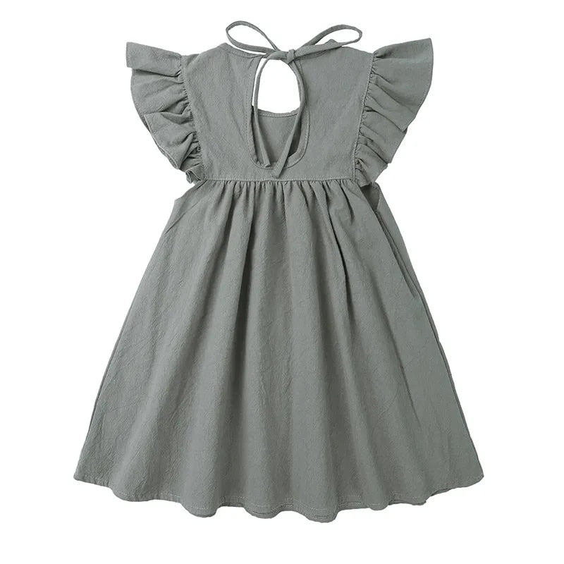 Vintage Cotton/Linen Ruffled Princess Dress (0-6Years) Toddlers, Girls