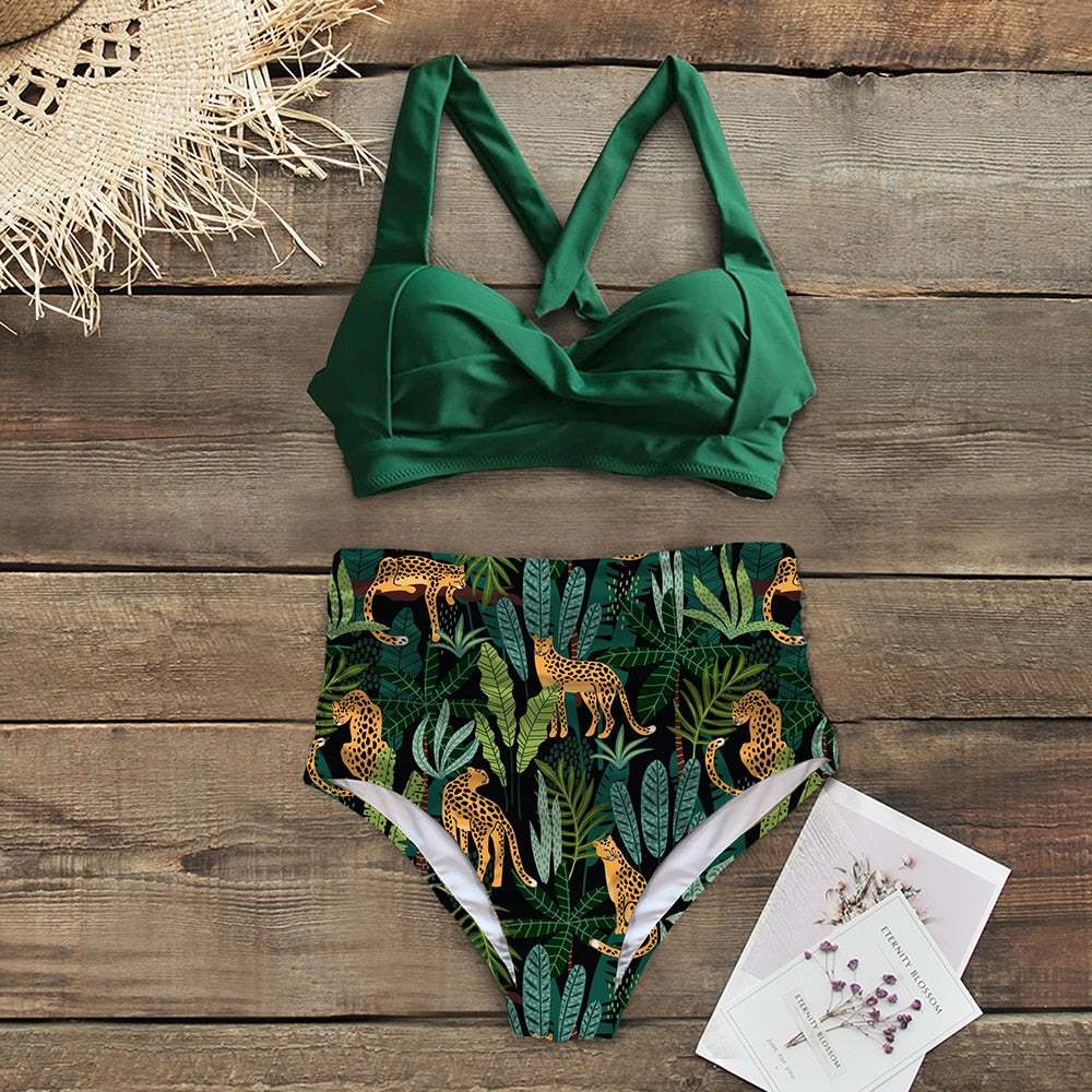 Vintage Style Two Piece High Waist Bikini Sets