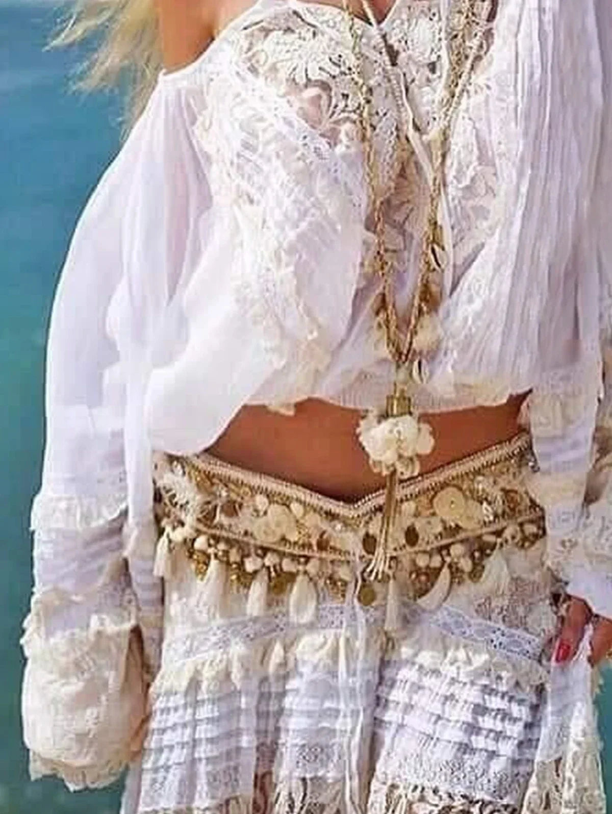 Bohemian Style Lace Patchwork Long Sleeve Blouse
