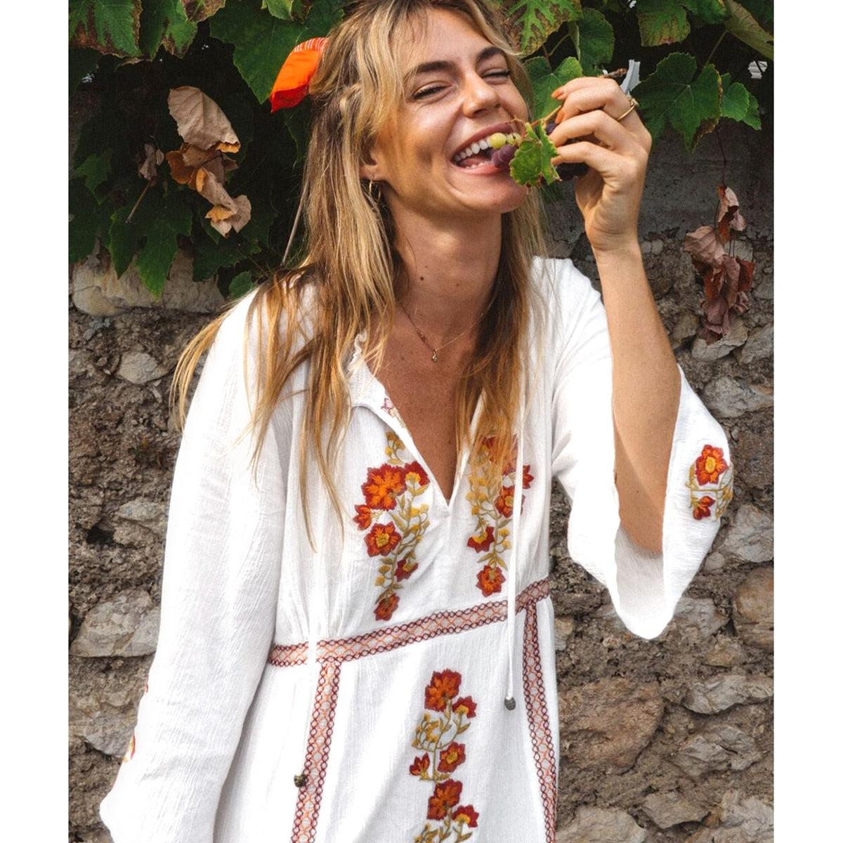 B. Boho Summer Dress with Retro Embroidery