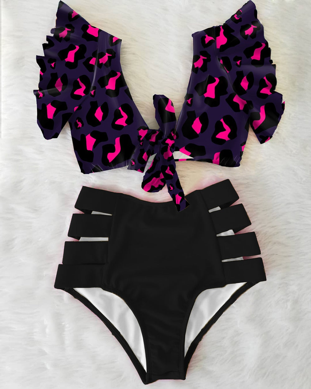 High Waist Ruffled Two-Piece Bikini Set