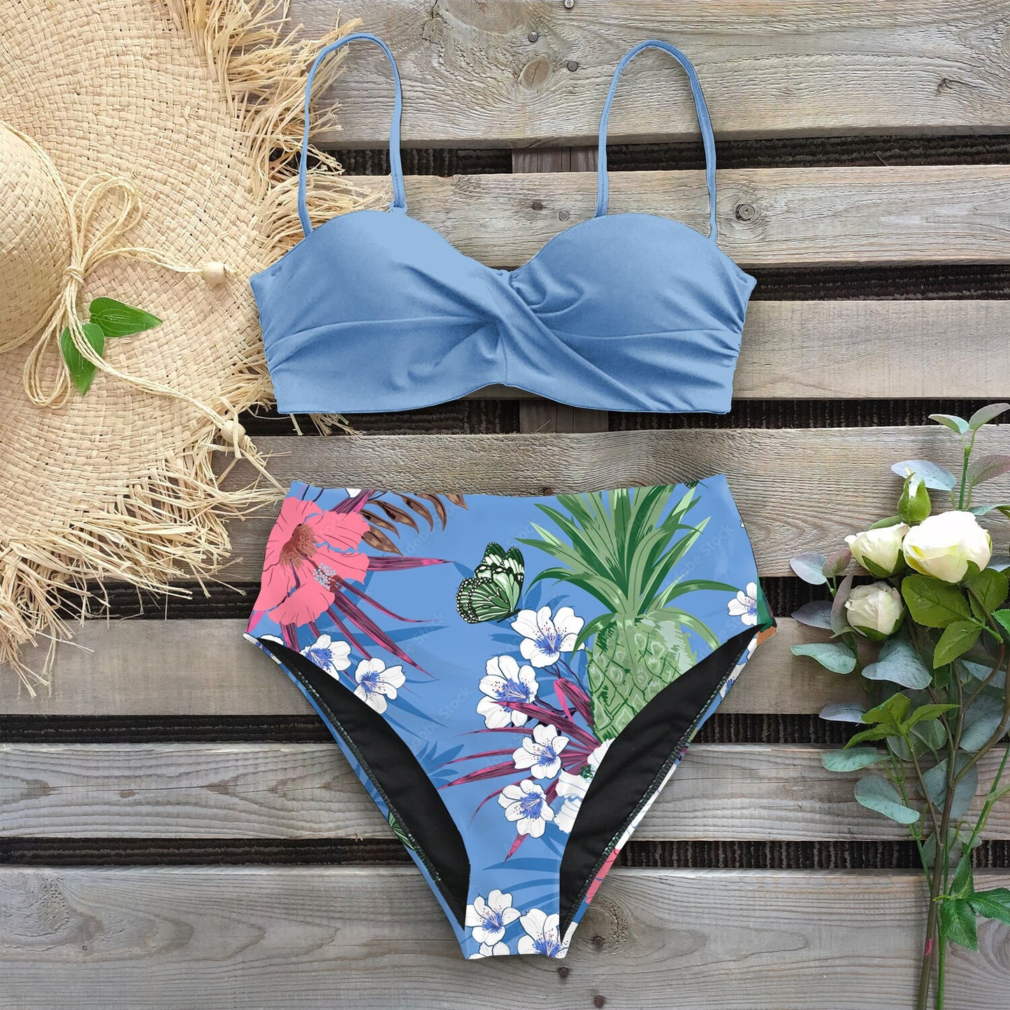 Vintage Style High Waist Printed Bikini Sets