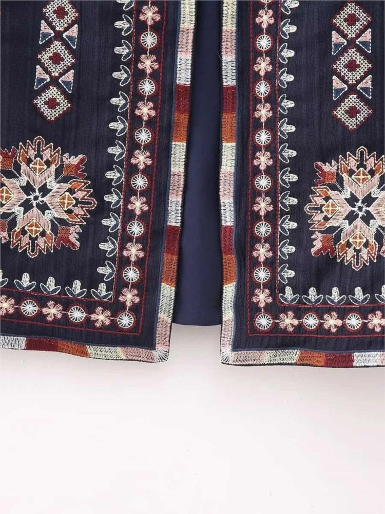 E. Vintage/ Boho Embroidered Printed Cotton Vest.
