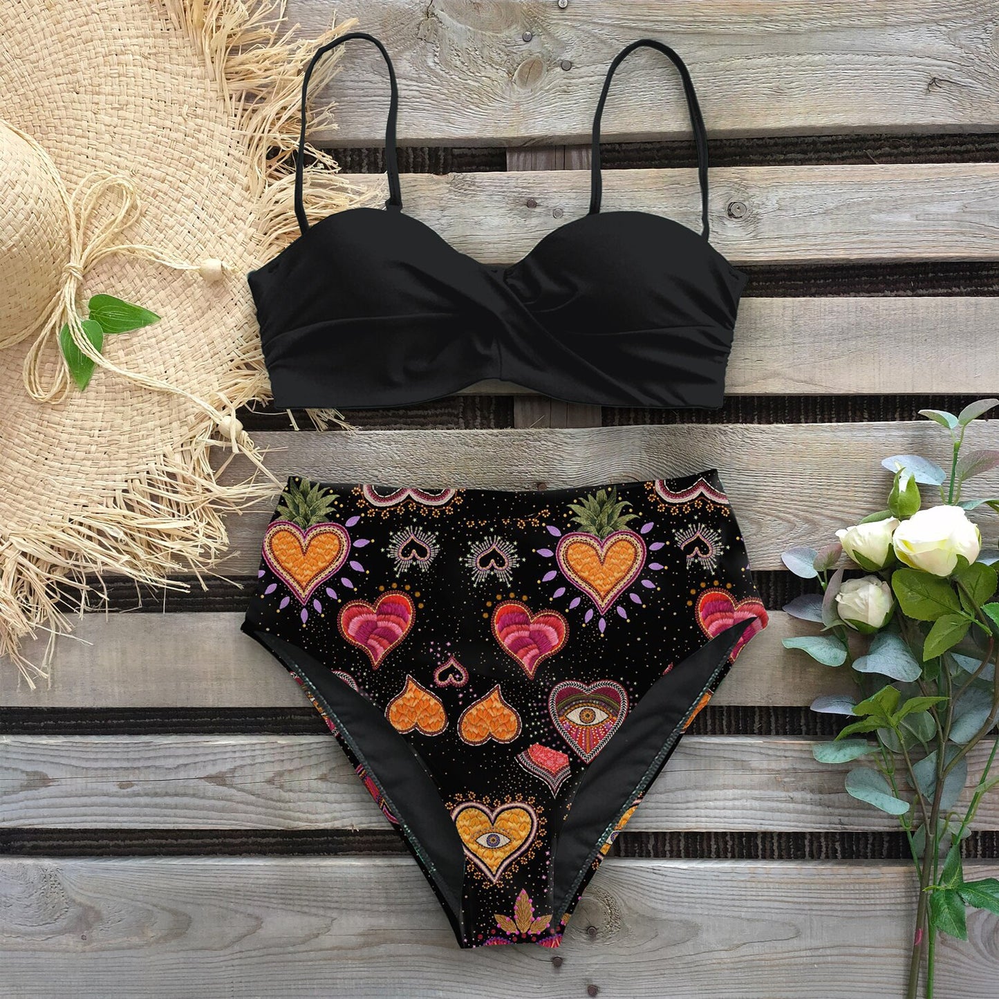 Vintage Style High Waist Printed Bikini Sets