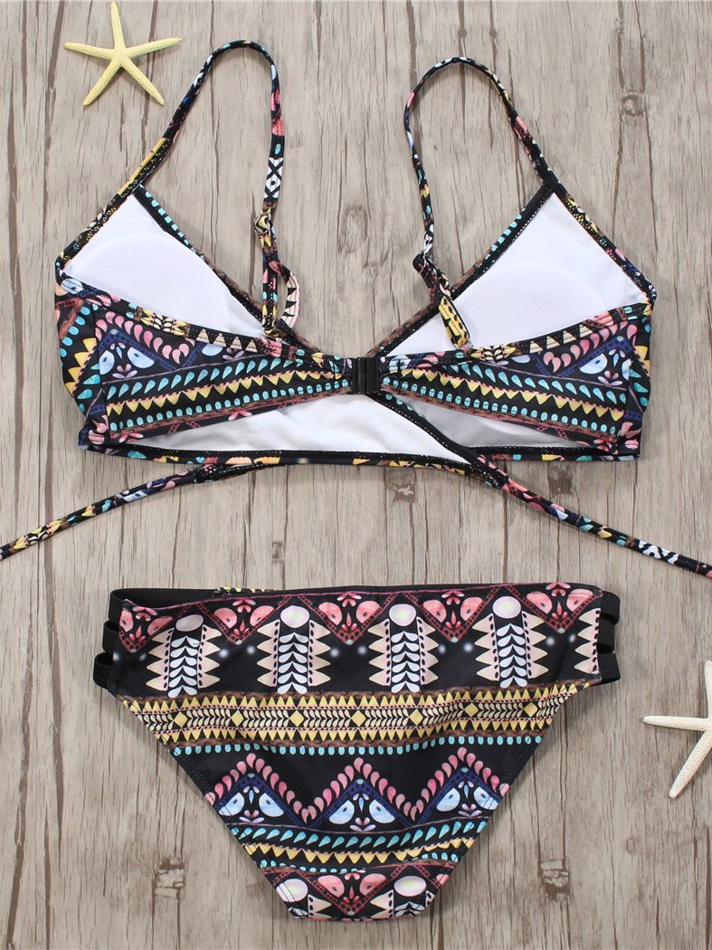 Women's Boho Style Two-Piece Aztec Print Brazilian Bikini Set