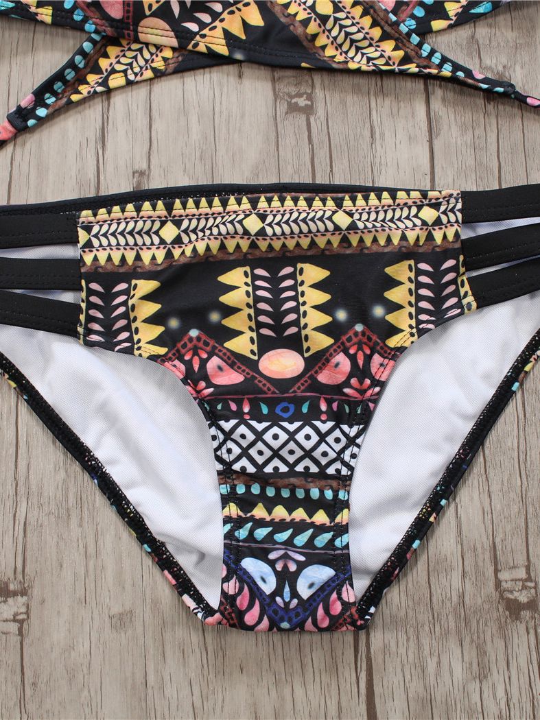Women's Boho Style Two-Piece Aztec Print Brazilian Bikini Set