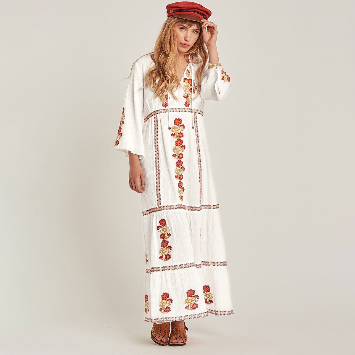 B. Boho Summer Dress with Retro Embroidery
